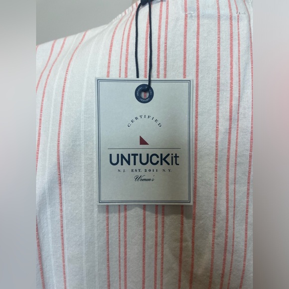 UNTUCKit NWT Durfort White with Pink Stripes Tunic Blouse - Picture 5 of 8